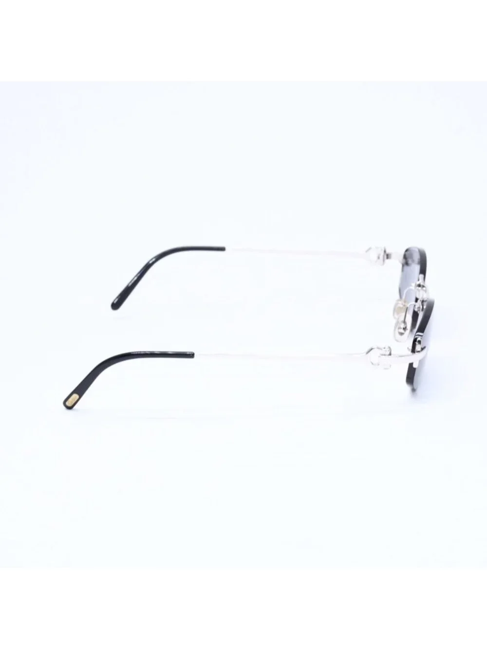 Cartier Rimless Oval Sunglasses 2C Motif Black Allie Silver Eyewear